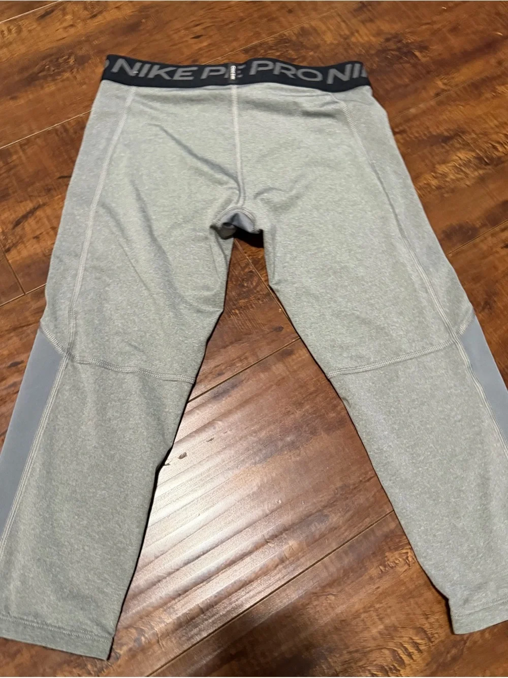 Nike Pro Dri-FIT Gray Compression 3/4 Tights with Black Waistband